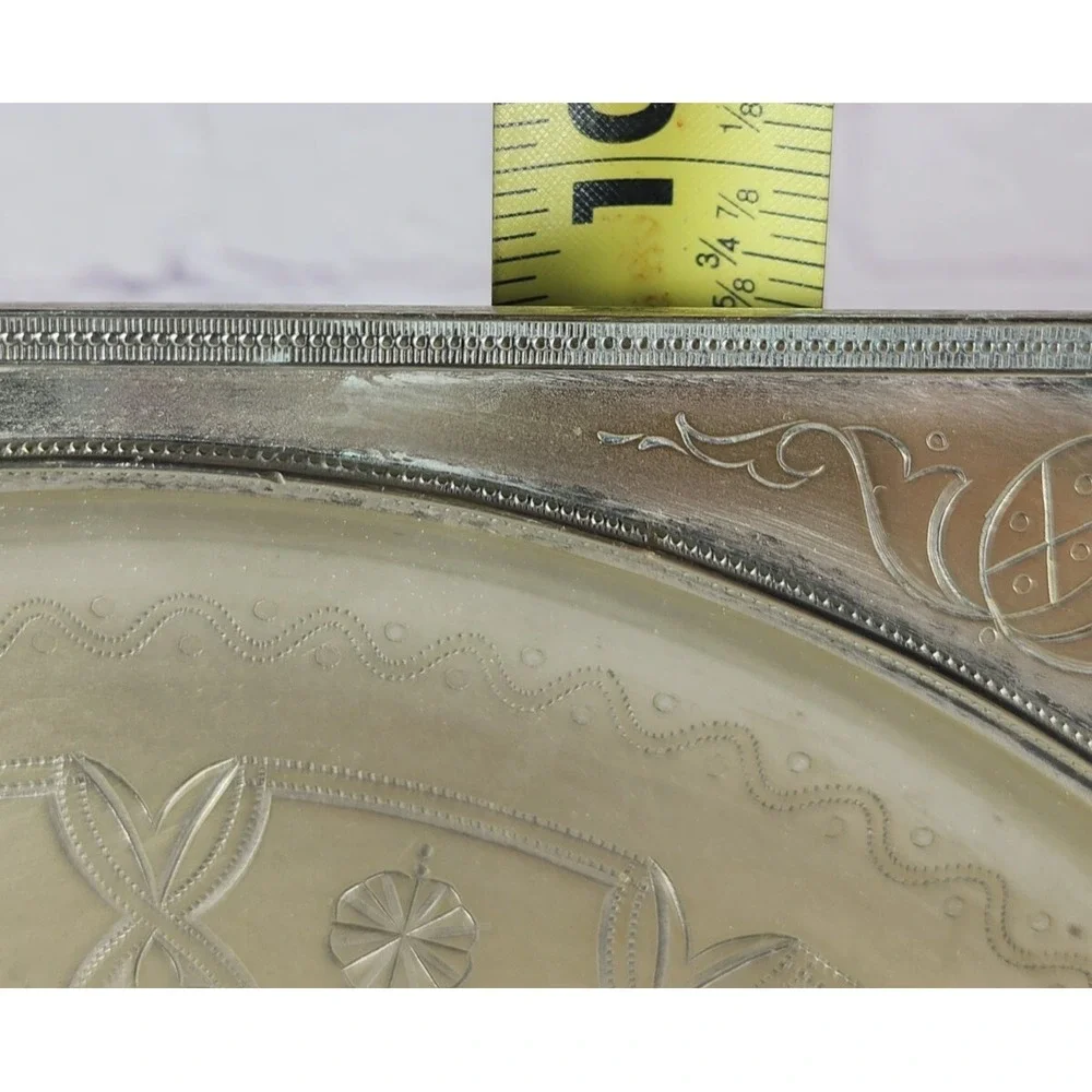 Super Rare Brass Steel Octogan Tray Signed Inscribed. Great Find!